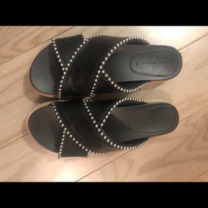 Zara Black Leather Studded Sandals
